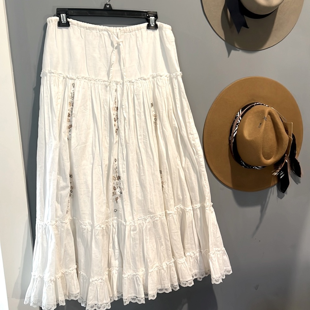 Cotton express cottage core layered white skirt
